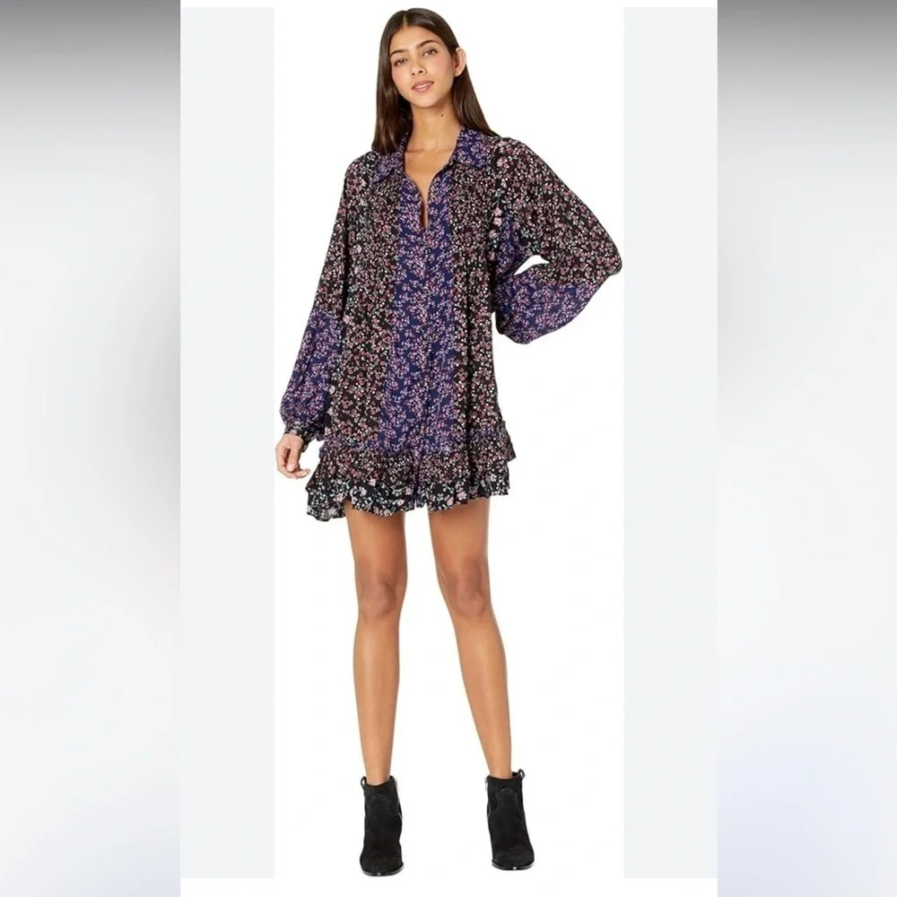 Free People Multicolor Floral Long Sleeve Dress